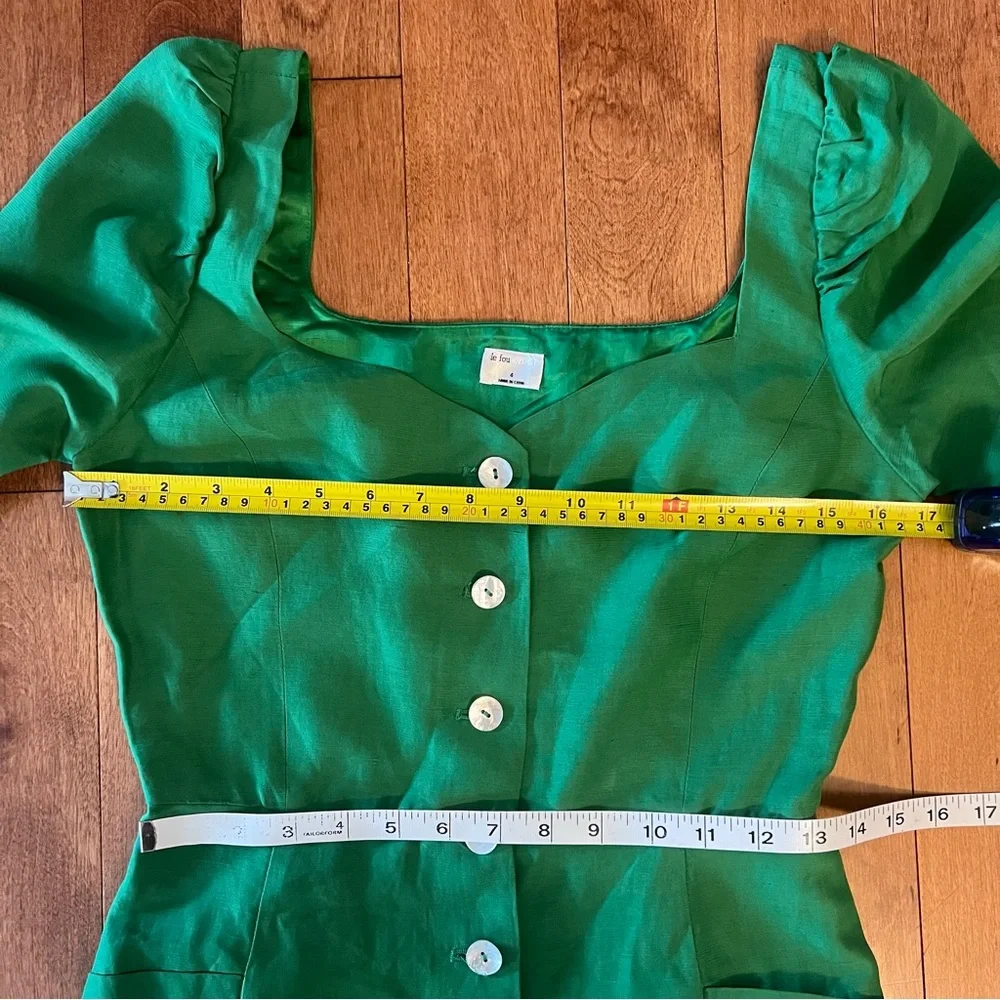 Aritzia Le Fou Wilfred NWOT Michalina Green Dress  Linen Blend Size 4 - Picture 15 of 17